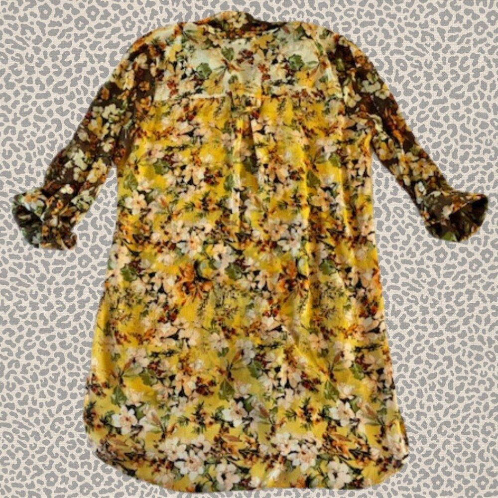 Women's Blouse Long Sleeve Sheer Floral Size Medium - Picture 4 of 12